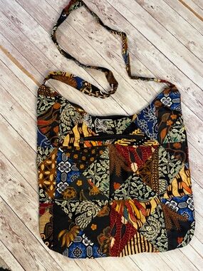 New Bag BALI  Floral Boho Crossbody Bag in Black, Gold, Blue